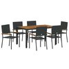 vidaXL Conjunto de Comedor de Jard&iacute;n 7 uds. Negro rat&aacute;n sint&eacute;tico