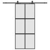 vidaXL Puerta corredera con herrajes negro 90x205 cm vidrio templado