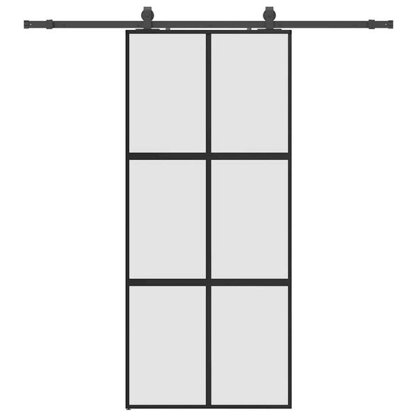 vidaXL Puerta corredera con herrajes negro 90x205 cm vidrio templado