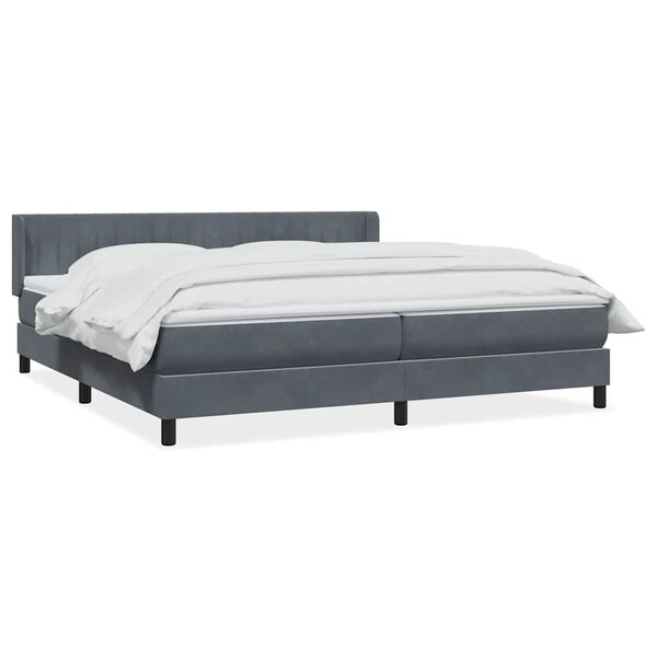 vidaXL Cama box spring con colch&oacute;n terciopelo gris oscuro 180x210 cm
