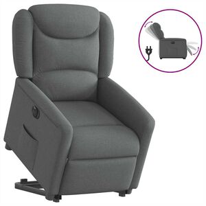 vidaXL Sill&oacute;n el&eacute;ctrico reclinable elevable de tela gris oscuro
