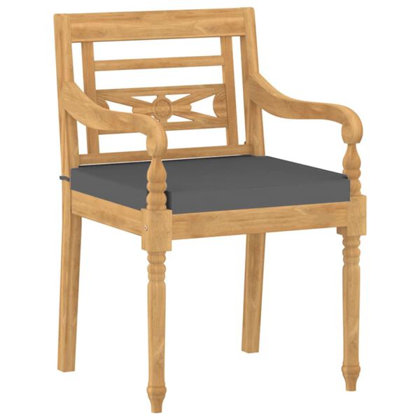 vidaXL Set de comedor de jard&iacute;n 5 pzas y cojines madera maciza de teca