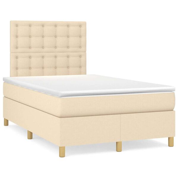 vidaXL Cama box spring con colch&oacute;n tela color crema 120x190 cm