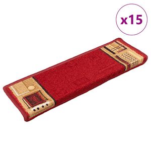 vidaXL Alfombrilla autoadhesiva para escalera 15 uds rojo 65x21x4 cm
