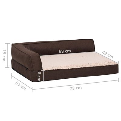 vidaXL Colchón de cama de perro ergonómico aspecto lino marrón 75x53cm