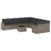 vidaXL Set de sof&aacute;s de jard&iacute;n 11 pzas y cojines rat&aacute;n sint&eacute;tico gris
