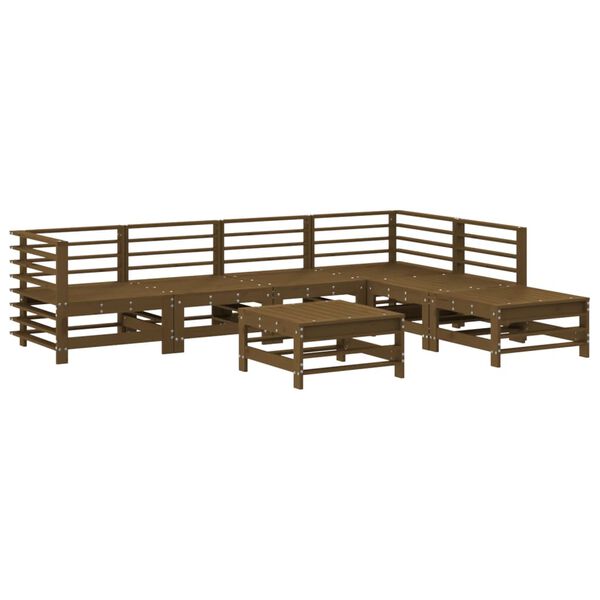 vidaXL Juego de muebles jard&iacute;n 7 pzas madera maciza pino marr&oacute;n miel