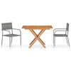 vidaXL Set comedor jard&iacute;n 3 pzas rat&aacute;n sint&eacute;tico madera acacia gris