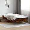 vidaXL Estructura cama madera ingenier&iacute;a metal roble ahumado 90x200 cm