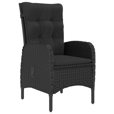 vidaXL Mesa y sillas de jardín 3 piezas ratán sintético y vidrio negro