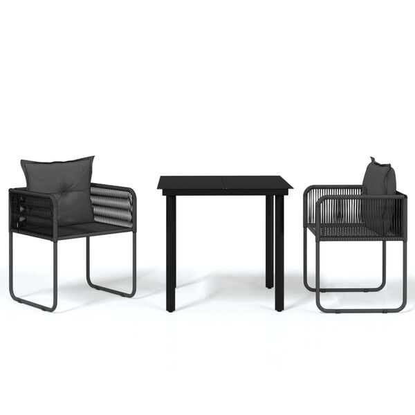 vidaXL Juego de comedor para jard&iacute;n 3 piezas negro