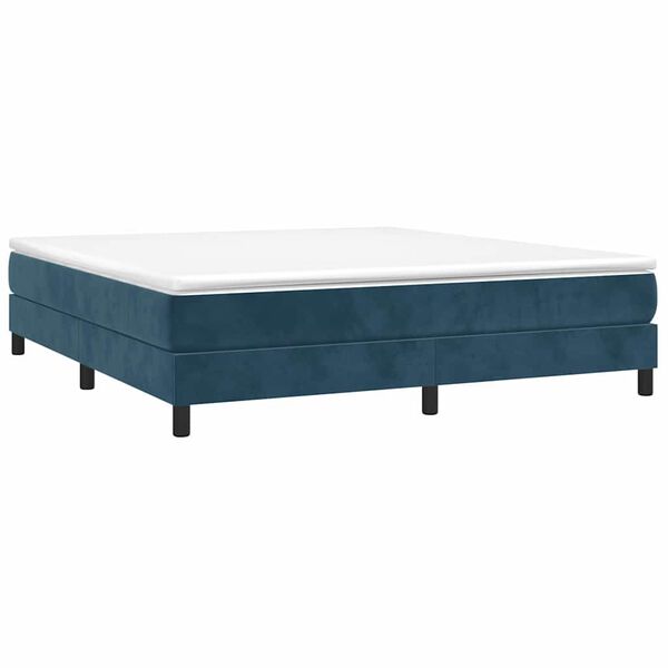 vidaXL Cama box spring con colch&oacute;n terciopelo azul oscuro 180x200 cm