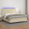 vidaXL Cama box spring colch&oacute;n y LED cuero sint&eacute;tico crema 180x200 cm