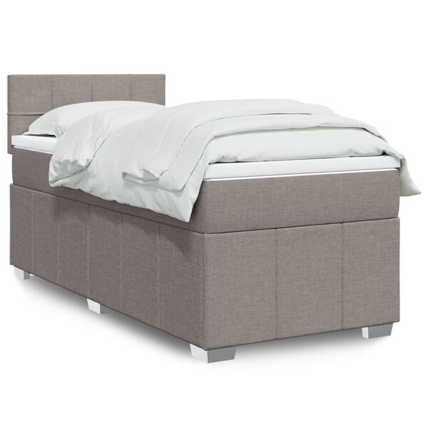 vidaXL Cama box spring con colch&oacute;n tela gris taupe 90x190 cm