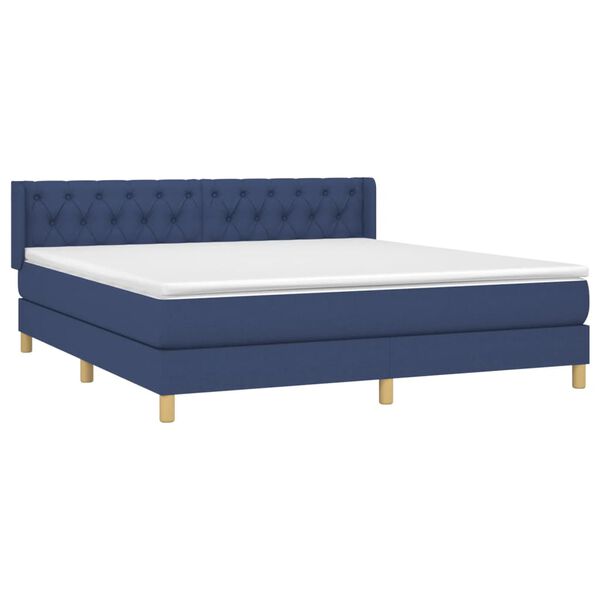 vidaXL Cama box spring con colch&oacute;n tela azul 160x200 cm
