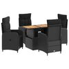 vidaXL Juego de comedor para exteriores 5 pcs Negro