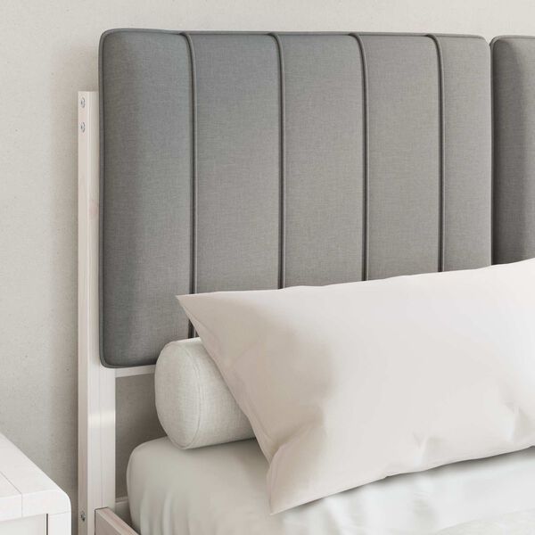 vidaXL Estructura de Cama con Cabecera Tapizada Gris Claro