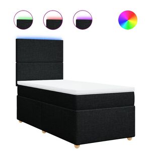 vidaXL Cama box spring con colch&oacute;n tela negro 80x200 cm