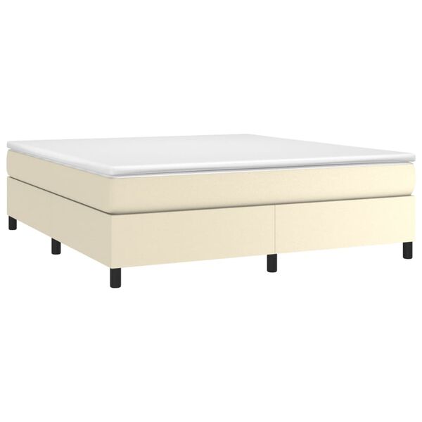 vidaXL Estructura de cama con somier cuero sint&eacute;tico crema 180x200 cm