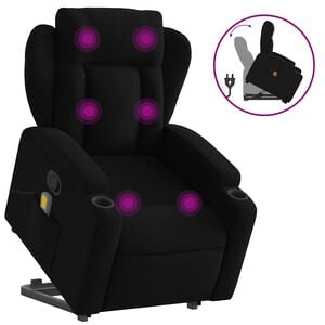 vidaXL Sill&oacute;n reclinable de masaje elevable tela negro