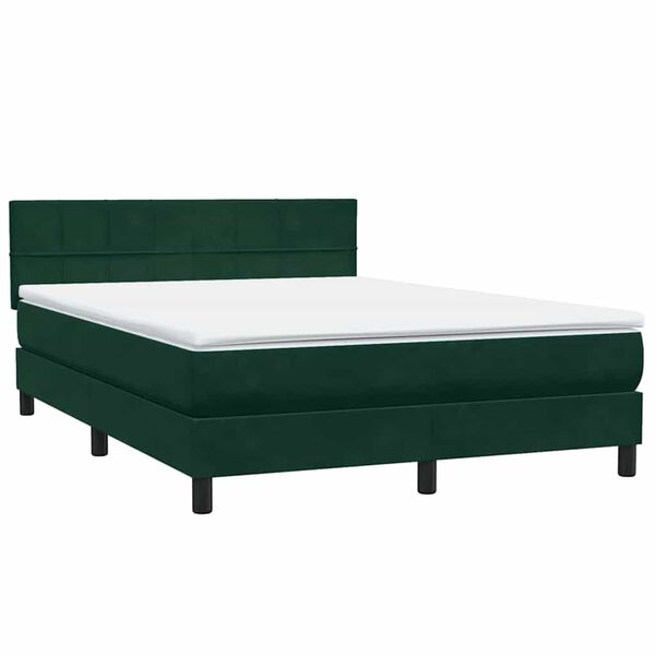 vidaXL Cama box spring con colch&oacute;n terciopelo verde oscuro 140x210 cm
