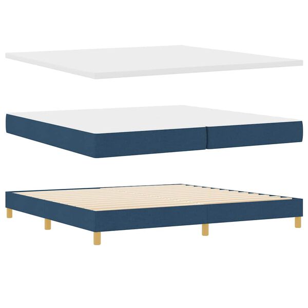 vidaXL Cama tipo Box Spring con colch&oacute;n Azul 200 x 200 cm tela