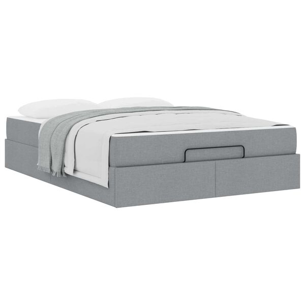 vidaXL Estructura de cama con colch&oacute;n 2 pcs Gris claro tela