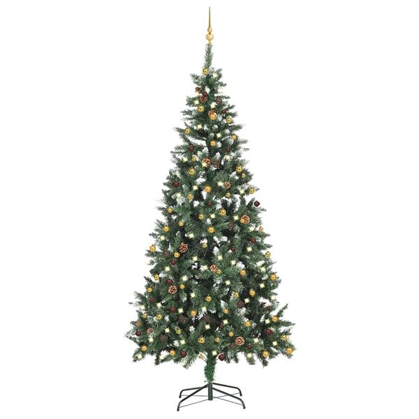 vidaXL Árbol de Navidad preiluminado con luces y bolas 210 cm