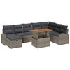 vidaXL Conjunto de sof&aacute; de jard&iacute;n 9 uds. Gris rat&aacute;n sint&eacute;tico