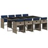 vidaXL Conjunto de comedor de jard&iacute;n de 9 piezas con cojines, polirat&aacute;n gris