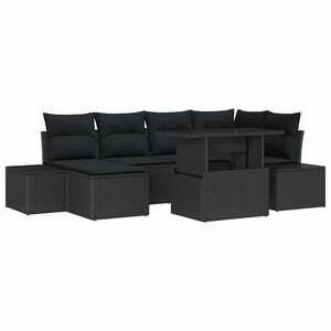 vidaXL Conjunto de sof&aacute; de jard&iacute;n con coj&iacute;n 7 pcs Negro