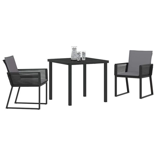 vidaXL Conjunto de Comedor de Jard&iacute;n 3 pcs Negro