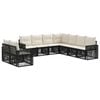 vidaXL Conjunto de sof&aacute;s de jard&iacute;n 9 pcs Negro y Blanco Crema