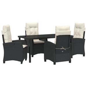 vidaXL Conjunto de Comedor de Jard&iacute;n 5 pcs Negro rat&aacute;n sint&eacute;tico