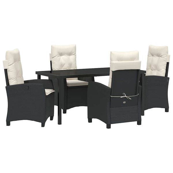 vidaXL Conjunto de Comedor de Jard&iacute;n 5 pcs Negro rat&aacute;n sint&eacute;tico