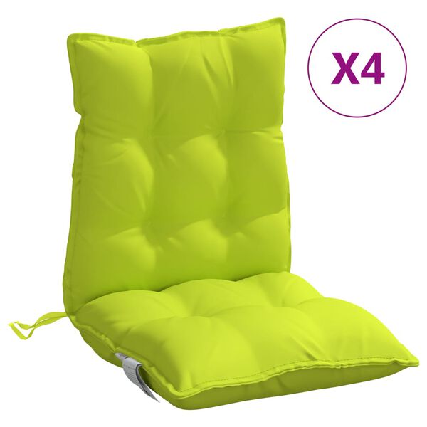 vidaXL Cojines para silla respaldo bajo 4 uds tela Oxford verde brillo
