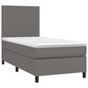vidaXL Cama box spring y colch&oacute;n LED cuero sint&eacute;tico gris 80x200 cm