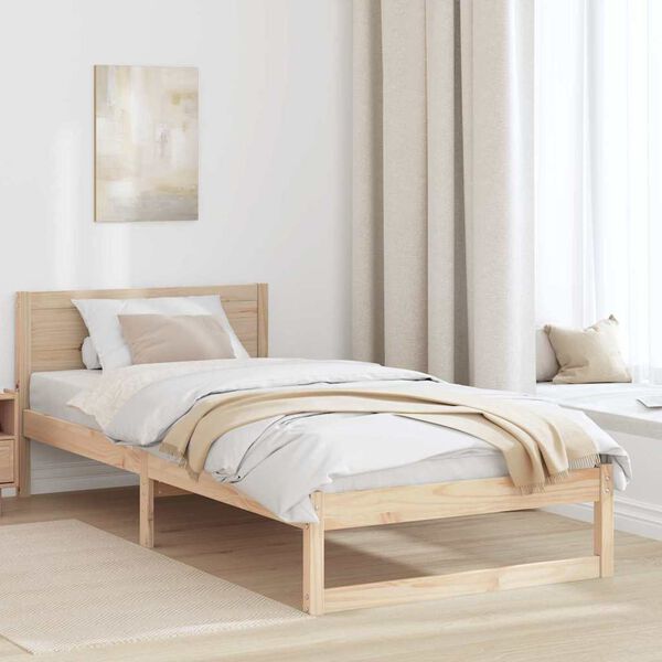 vidaXL Estructura de cama Natural 90 x 200 cm Madera de pino macizo