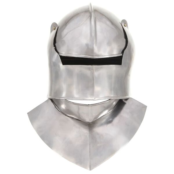 vidaXL R&eacute;plica de casco de caballero medieval antiguo LARP acero plata