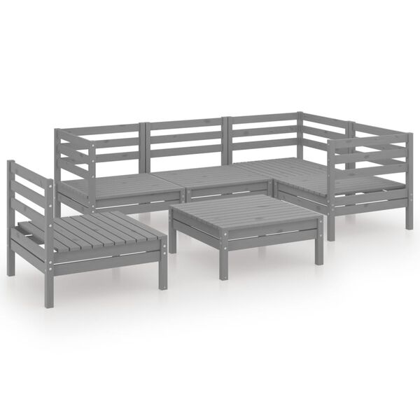 vidaXL Juego de muebles de jardín 6 piezas madera de pino maciza gris