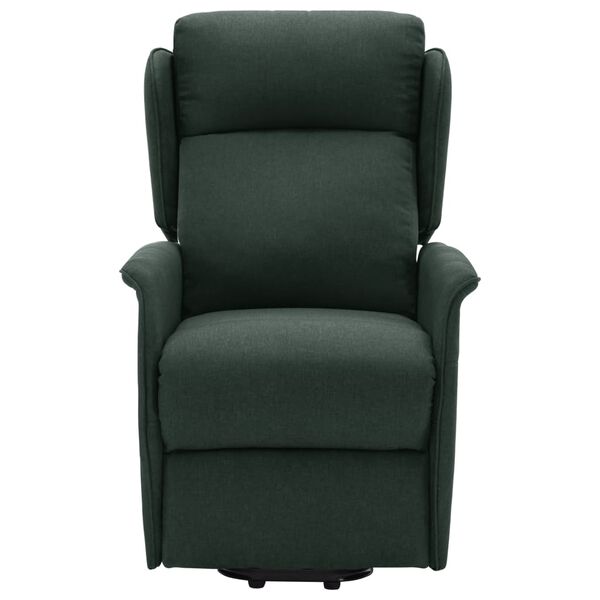 vidaXL Sillón de masaje elevable tela verde oscuro