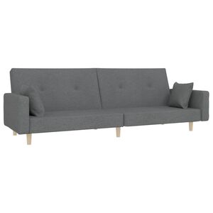 vidaXL Sof&aacute; cama de 2 plazas con dos almohadas tela gris claro