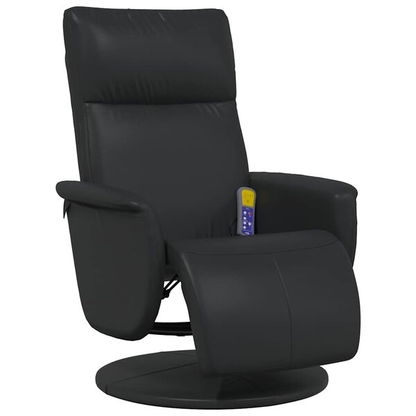 vidaXL Sillón reclinable masaje con reposapiés cuero sintético negro