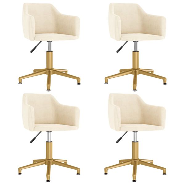 vidaXL Sillas de comedor giratorias 4 unidades terciopelo color crema
