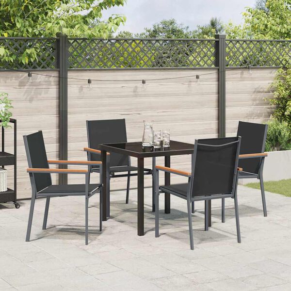 vidaXL Conjunto de Comedor de Jard&iacute;n 5 pcs Negro