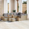 vidaXL Conjunto de sof&aacute; de jard&iacute;n con coj&iacute;n Beige Polirat&aacute;n
