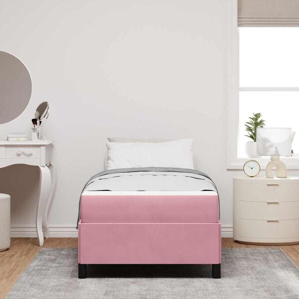 vidaXL Estructura de cama con colch&oacute;n Rosa 80 x 200 cm tela