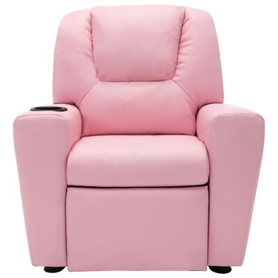 vidaXL Sillón reclinable para niños cuero sintético rosa