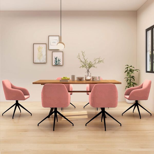 vidaXL Sillas de comedor 6 unidades terciopelo rosa