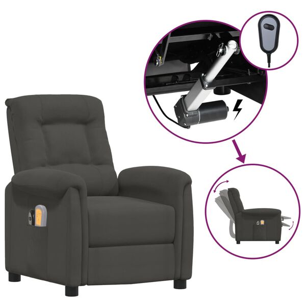 vidaXL Sill&oacute;n de masaje el&eacute;ctrico tela de microfibra gris oscuro